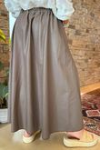 Made in Italy Runa Leather Look Skirt Earth